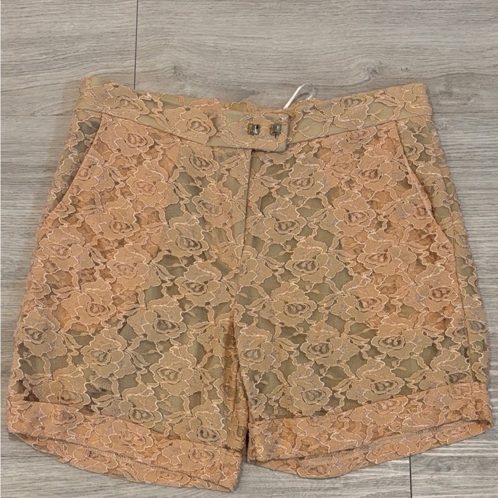 NWT Siste’s Beige Floral Lace High-Waist Shorts Made in Italy Size S - Picture 4 of 7